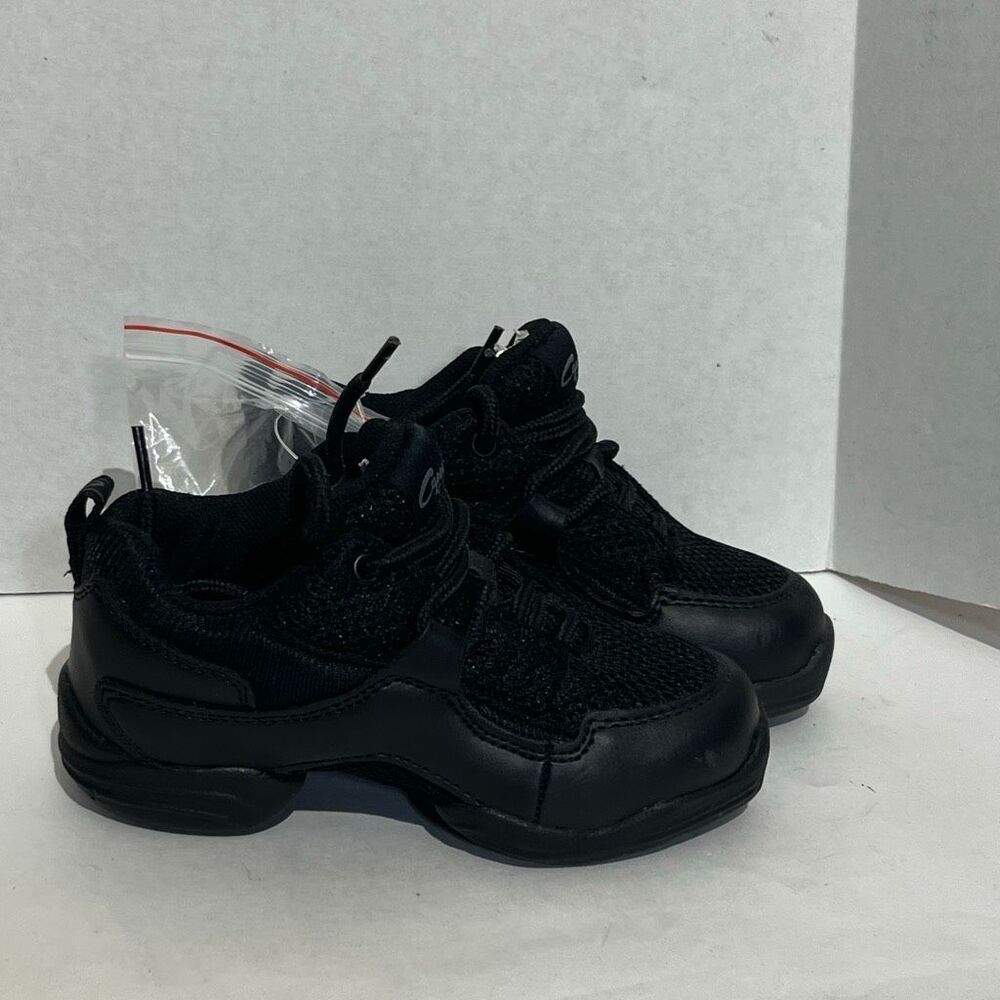 Capezio toddler Fierce Dansneaker Mesh Lace Up Athletic Shoes Black Size 12